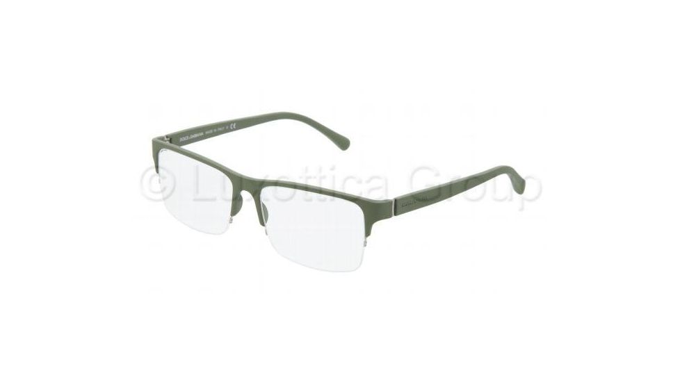 Dolce&amp;Gabbana OVER-MOLDED RUBBER DG1236 Bifocal Prescription Eyeglasses 1183-5416 - Green Rubber Frame, Demo Lens Lenses