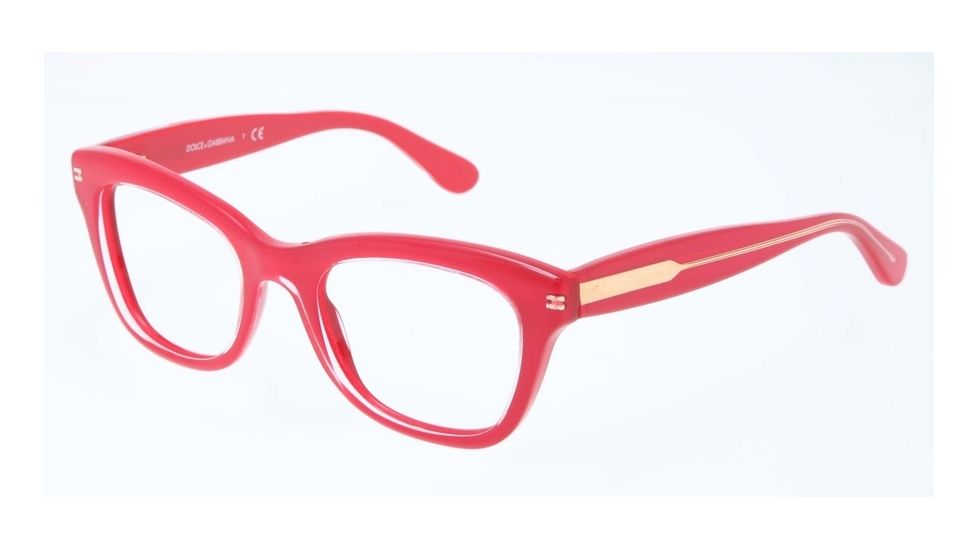 Dolce&amp;Gabbana PEARL DG3177 Single Vision Prescription Eyeglasses 2775-48 - Top Crystal On Pearl Red Frame