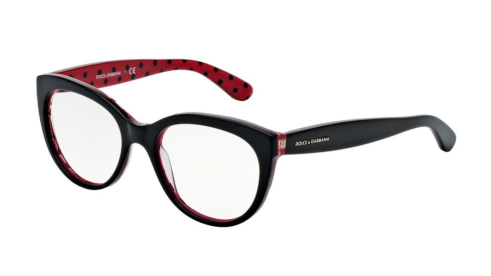Dolce&amp;Gabbana POIS DG3201 Bifocal Prescription Eyeglasses 2871-51 - Black/Pois Black/Red Frame