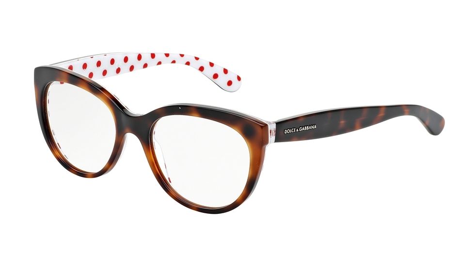 Dolce&amp;Gabbana POIS DG3201 Bifocal Prescription Eyeglasses 2872-51 - Havana/Pois Red/White Frame