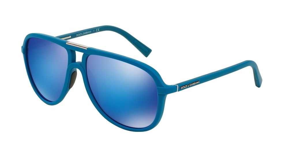 Dolce&amp;Gabbana RUBBER EVOLUTION DG6092 Single Vision Prescription Sunglasses DG6092-289425-58 - Lens Diameter 58 mm, Frame Color Turquoise Rubber