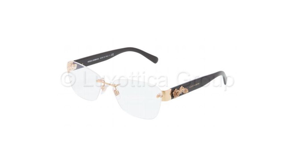Dolce&amp;Gabbana SICILIAN BAROQUE DG1241 Single Vision Prescription Eyeglasses 1205-5415 - Gold Frame