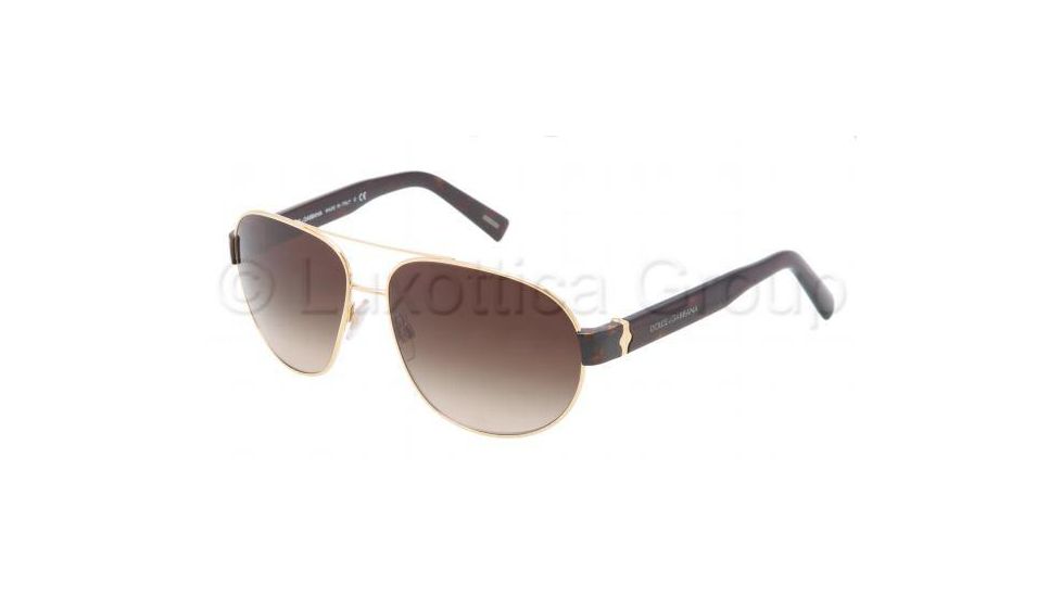 Dolce&amp;Gabbana SICILIAN HINGE DG2117 Sunglasses 02/13-6113 - Gold Frame, Brown Gradient Lenses