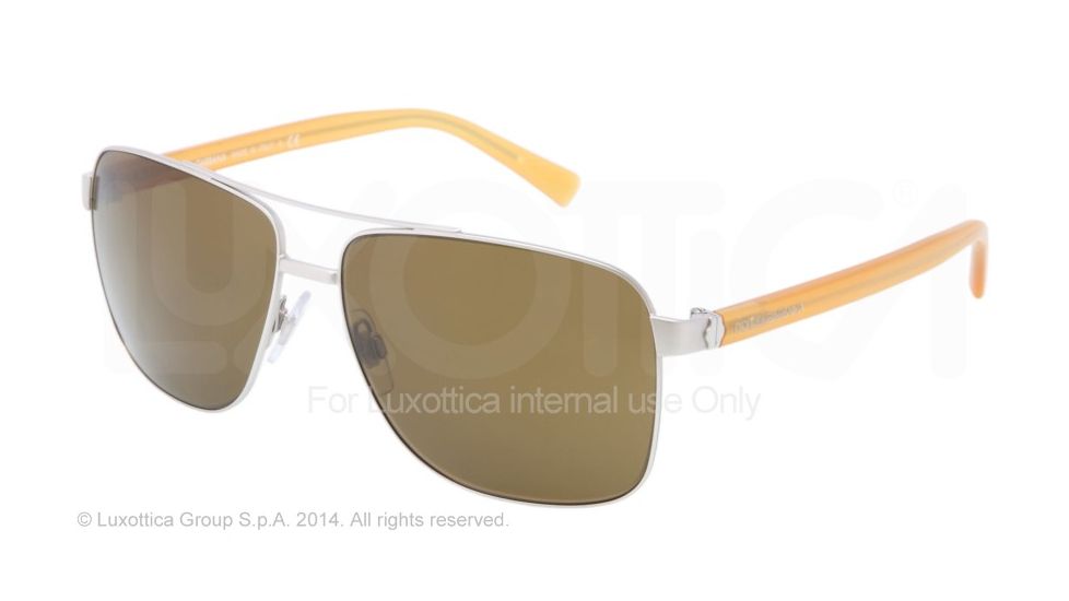 Dolce&amp;Gabbana SMALL SICILIAN HINGE DG2131 Sunglasses 124273-57 - Matte Silver Frame, Brown Lenses