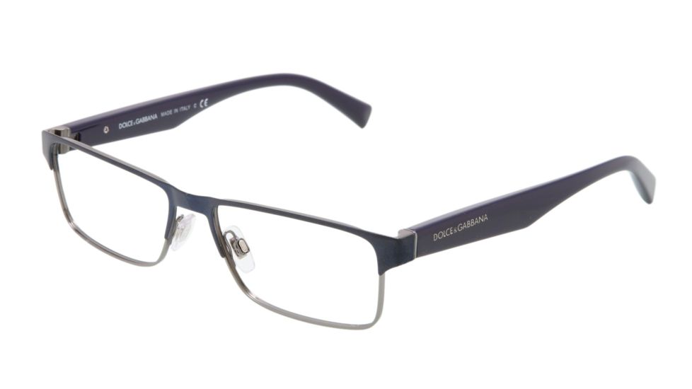 Dolce&amp;Gabbana TAILORING DG1232 Single Vision Prescription Eyeglasses 1158-5416 - Gunmetal / Blue Frame, Demo Lens Lenses