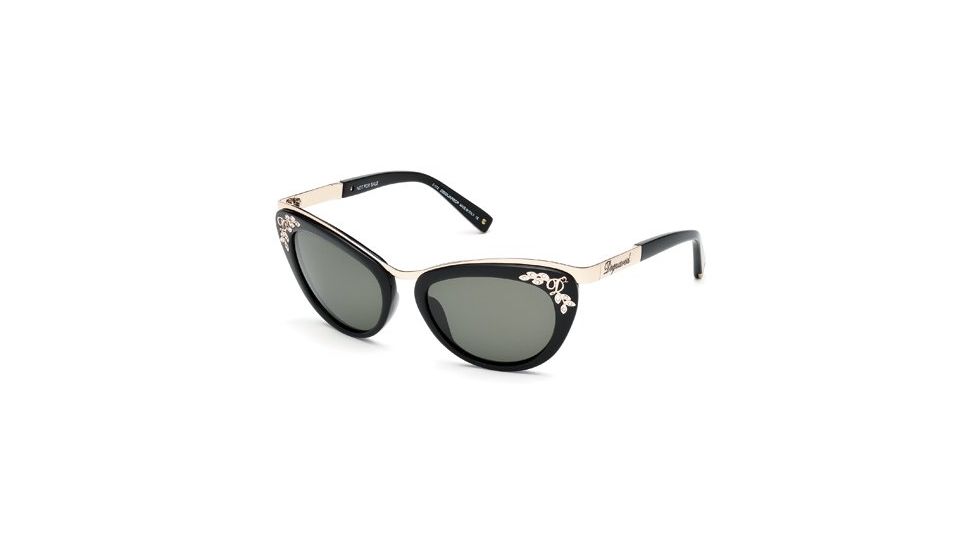 DSquared DQ0096 Sunglasses - Shiny Black Frame Color, Green Lens Color