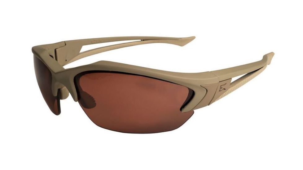 Edge Eyewear Acid Gambit Desert Sand Shooting Glasses Kit with 2 Lens, Polarized Copper &amp; Clear Vapor Shield Lenses SG2K5-2