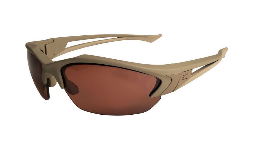 Edge Eyewear Acid Gambit Desert Sand Shooting Glasses Kit with 2 Lens, Polarized Copper &amp; Tigers Eye Vapor Shield Lenses SG2K5-4