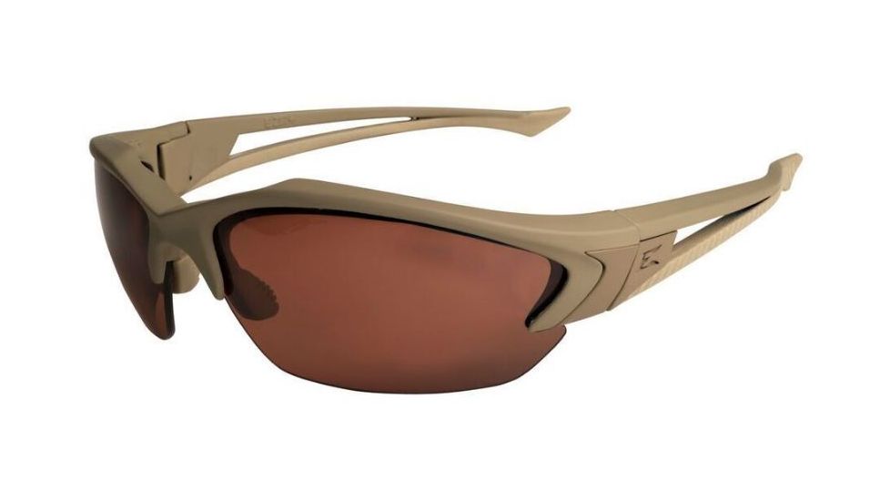 Edge Eyewear Acid Gambit Desert Sand Shooting Glasses Kit with 3 Lens, Clear Vapor Shield, Tigers Eye Vapor Shield &amp; Polarized Copper Lenses SG3K5-2