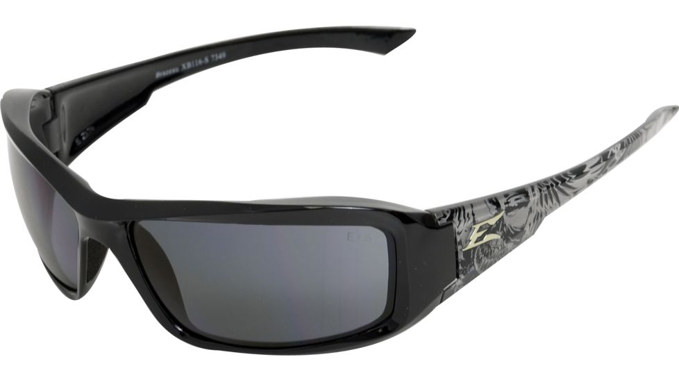 Edge Eyewear Brazeau Safety Glasses Black Skull Frame Smoke Lens Polarized Txb216 S
