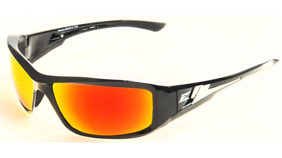 Brazeau Safety Glasses - Black Frame, Aqua Precision Red Mirror Lens XBAP119