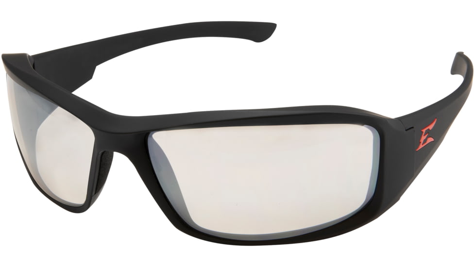 Edge Eyewear Brazeau Torque Safety Glasses - Matte Black Frame with Red E Logo / Clear Anti-Reflective Lens, One Size, XB131AR