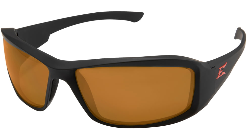 Edge Eyewear Brazeau Torque Safety Glasses - Matte Black Frame with Red E Logo / Polarized CopperDriving Lens, One Size, TXB235