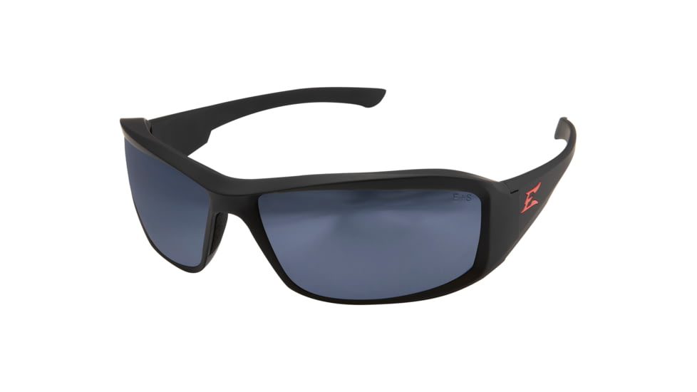 Edge Eyewear Brazeau Torque Safety Glasses - Matte Black Frame with Red E Logo / Polarized G-15 Silver Mirror Lens, One Size, TXB23-G15-7