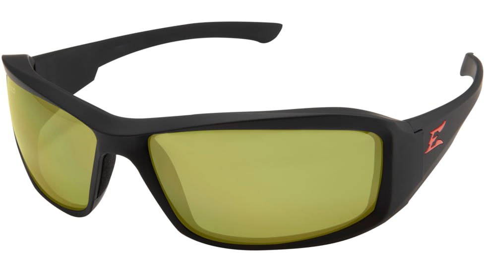 Edge Eyewear Brazeau Torque Safety Glasses - Matte Black Frame with Red E Logo / Polarized Yellow Lens, One Size, TXB232