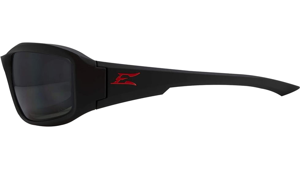 Edge Eyewear Brazeau Torque Safety Glasses - Matte Black Frame with Red E Logo / Smoke Vapor Shield Lens, One Size, XB136VS