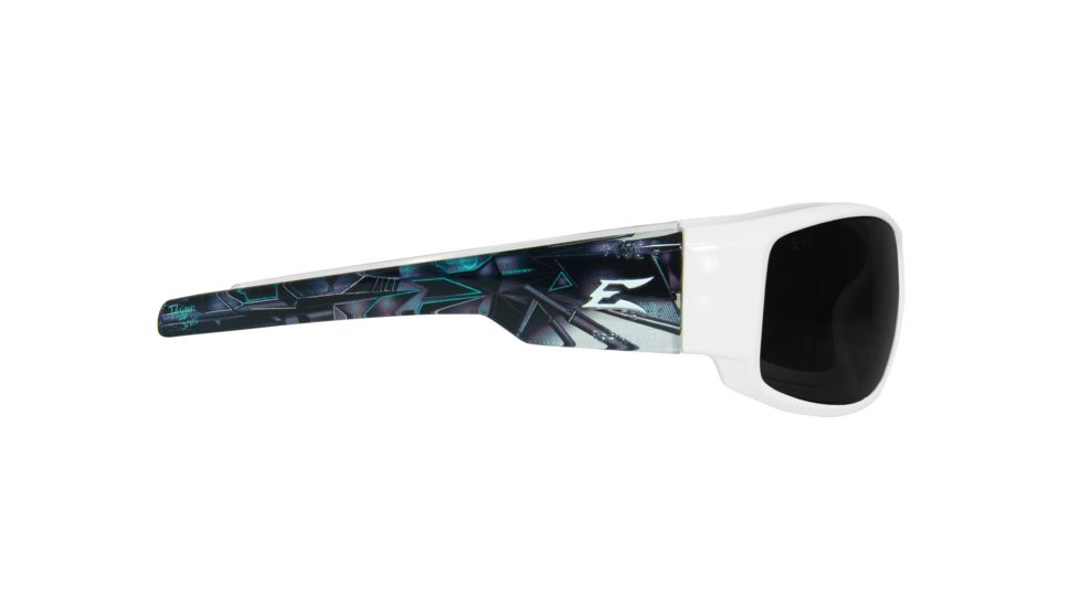 Edge Eyewear Caraz Apocalypse 2 Sunglasses, White &amp; Gray Cyber-Mechanical Frame, Smoke Lenses, HZ146-A2