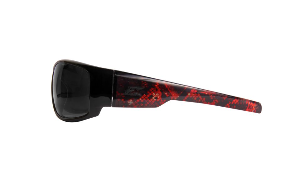 Edge Eyewear Caraz Vigilante 1 Sunglasses, Black &amp; Red Snakeskin Frame, Smoke Lenses, HZ116-V1