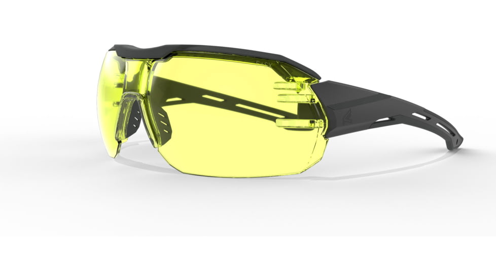 Edge Eyewear Kabru Safety Glasses, Black Frame w/ Black TPR/ Vapor Shield Yellow Lenses, Standard, NSN XKB112VS, XKB112VS