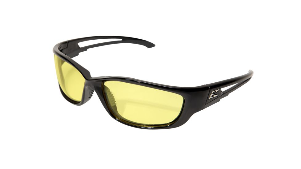 Edge Eyewear Kazbek XL Sunglasses, Black Frame, Yellow Vapor Shield Lenses, SK-XL112VS