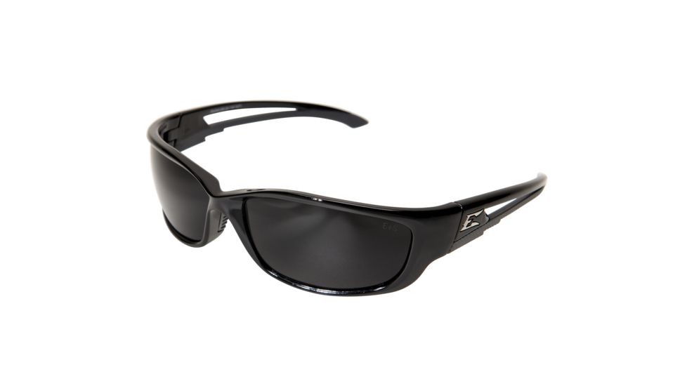 Edge Eyewear Kazbek XL Sunglasses, Black Frame, Smoke Vapor Shield Lenses, SK-XL116VS
