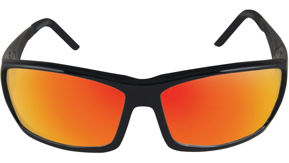 Edge Eyewear Mazeno Slim Fit Safety Glasses, Black Frame / Aqua Precision Red Mirror Lenses, One Size, PMAP119