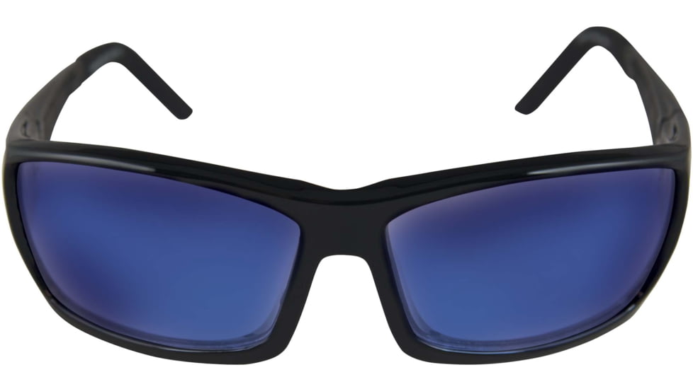 Edge Eyewear Mazeno Slim Fit Safety Glasses, Black Frame / Blue Mirror Lenses, One Size, PM118
