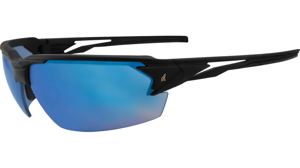 Edge Eyewear Pumori - Matte Black Frame / Aqua Precision Blue Mirror Lenses, Black Frame, XPAP418