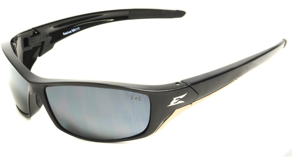 Edge Eyewear Reclus Safety Glasses - Black Frame, Silver Mirror Lens SR117