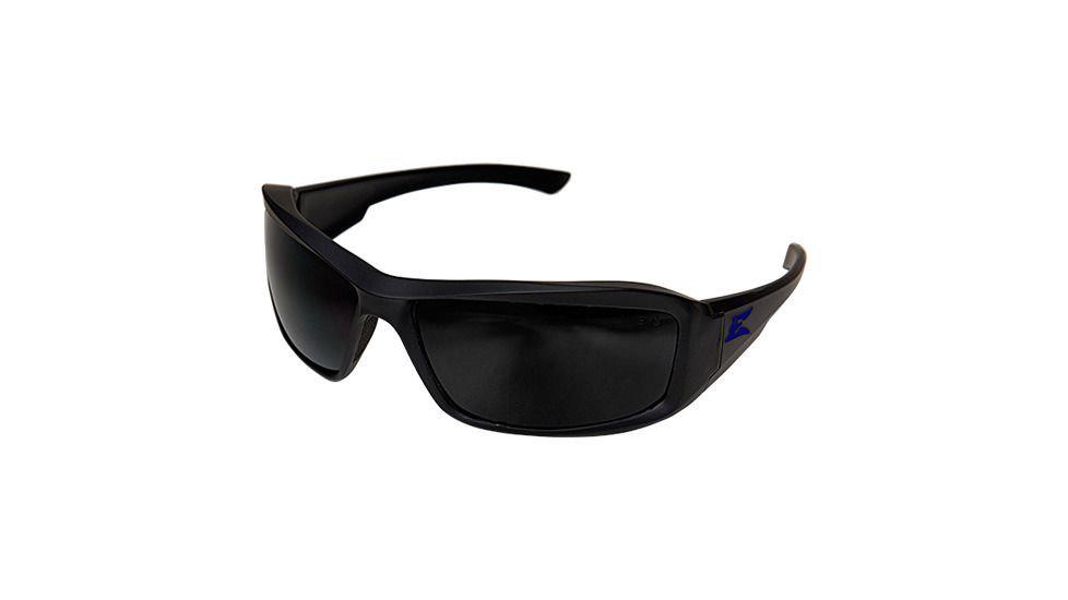 Edge Safety Brazeau Torque Glasses, Polarized, Black w/Blue E Logo Frame, Smoke Lens, TXB236-E4