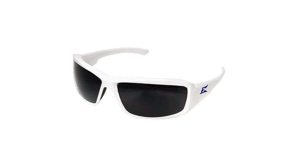 Edge Safety Brazeau Torque with Blue E Logo, Polarized Smoke Lens, White Frame, TXB246-E4