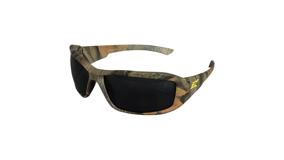 Edge Safety Brazeau with Yellow E Logo, Smoke Lens, Camouflage Frame, XB116CF-E1