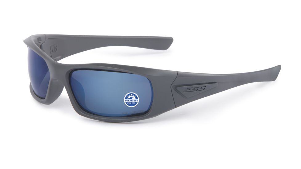 ESS 5B Ballistic Sunglasses, Matte Dark Gray Frame, Mirrored Blue Lens, Polarized, Medium Fit, EE9006-18