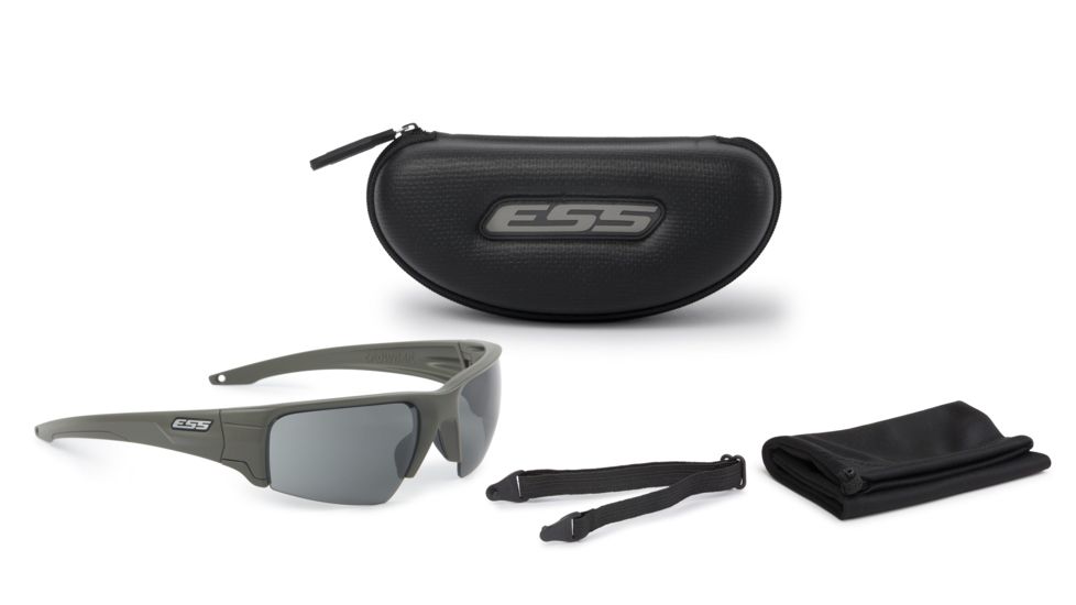 ESS Crowbar Shooting Glasses, Matte Olive Frame, Smoke Gray Lens, Medium / Large Fit, EE9019-14