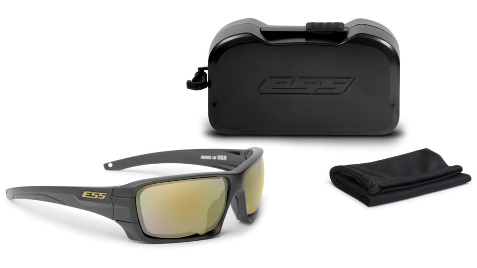 ESS Waterman Rollbar Sunglasses, Carbon Gray Frame, Polarized Mirrored Green Lens, Medium/Large, EE9018-25