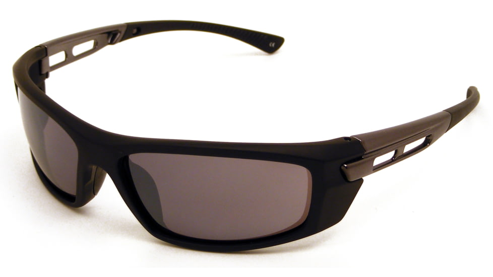 Extreme Optiks AQT Sunglasses, Matte Black Frame, Smoke with Silver Mirror Flash Lens, 10217814.FGX