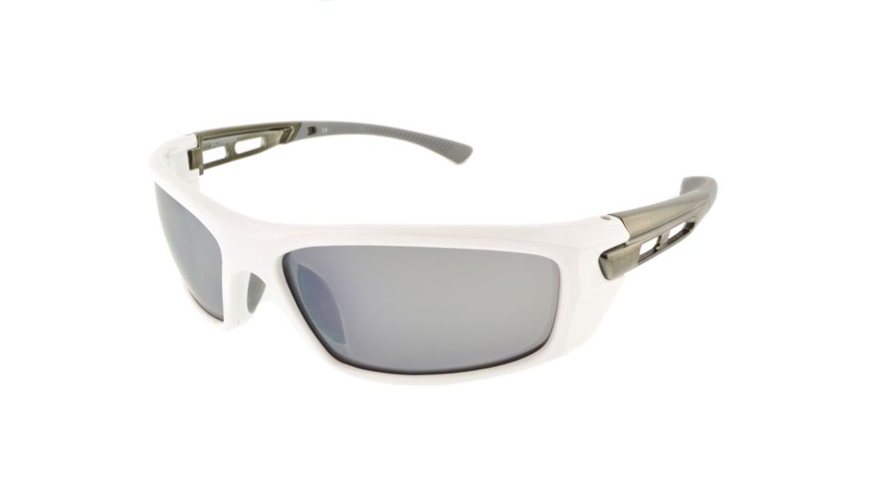 Extreme Optiks AQT Sunglasses, Shiny White Frame, Smoke with Silver Mirror Flash Lens, 10217815.FGX