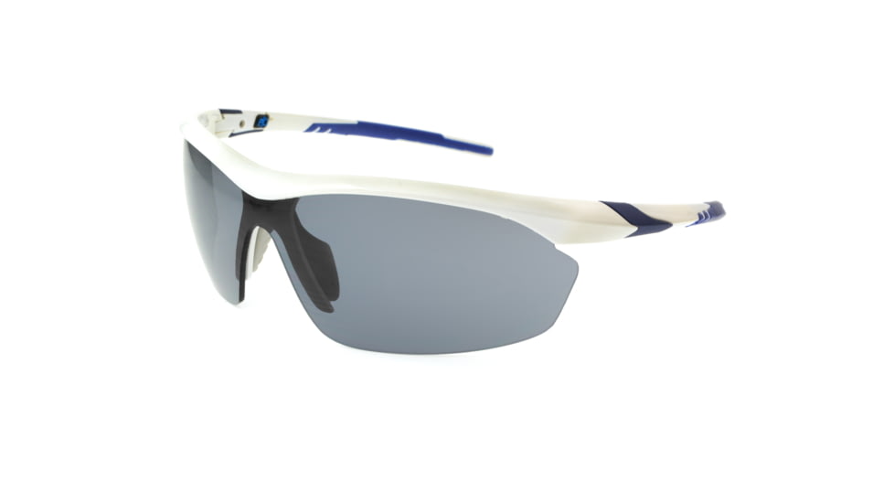 Extreme Optiks EOG 10 Sunglasses, Shiny White Frame, Smoke HD with Silver Mirror Flash Lens, 10228944.FGX