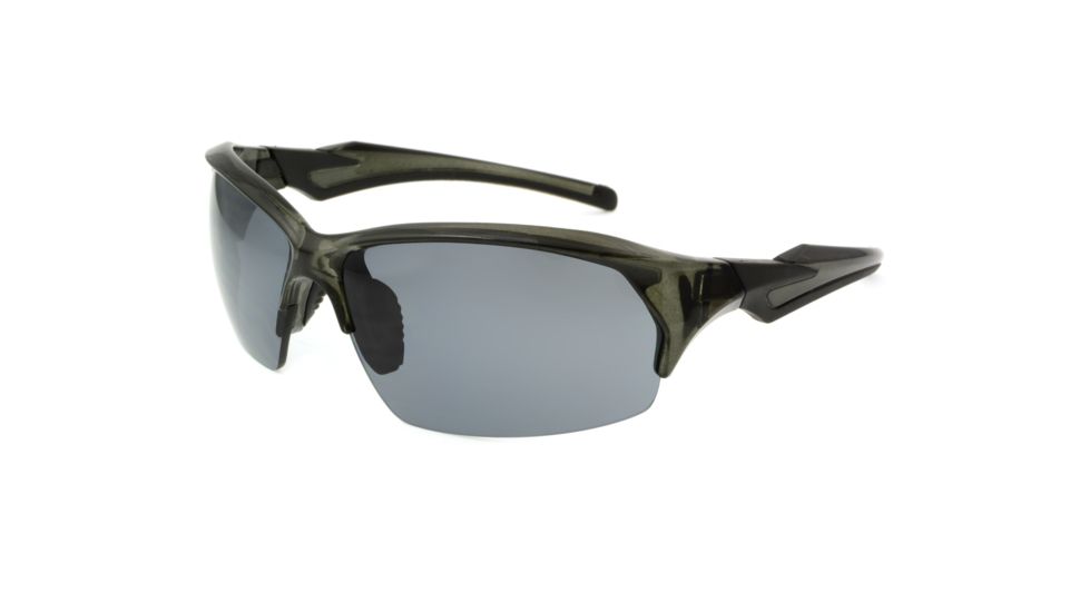 Extreme Optiks EOG 12 Sunglasses, Dark Grey Crystal Frame, Smoke HD with Silver Mirror Flash Lens, 10228952.FGX