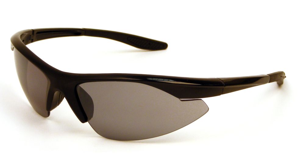 Extreme Optiks SuperBlade Sunglasses, Shiny Black Crystal Frame, Brown with Silver Mirror Flash Lens, 10211052.FGX