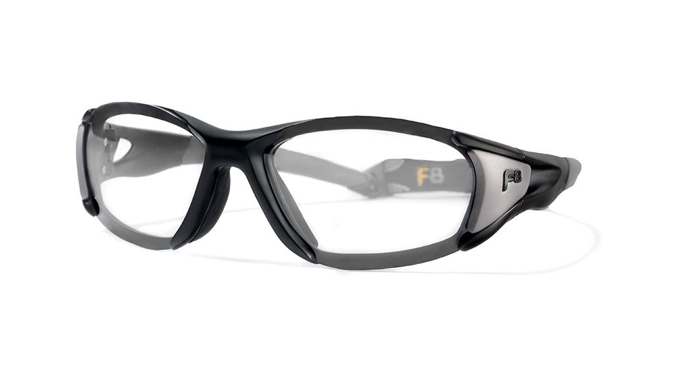 F8 VELOCITYProtective Eyewear Satin BlackFrame,Clear Silver Flash Lens, Unisex VELOCISBLK6010140CSF
