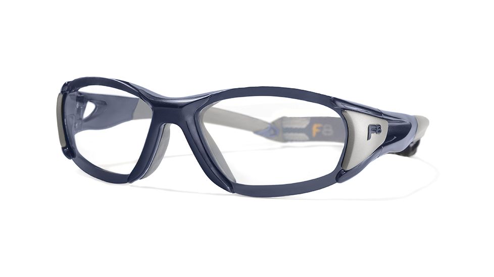 F8 VELOCITY Protective Eyewear Satin Navy BlueFrame,Clear Silver Flash Lens, Unisex VELOCISHNB6010140CSF