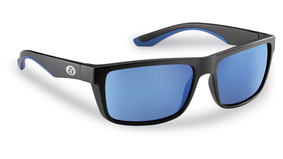 Flying Fisherman 7879BSB Streamer Polarized Sunglasses, Black Frame Smoke-Blue Mirror Lens, 7879BSB