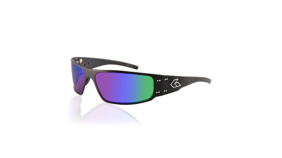 Gatorz Magnum 2.0 Asian Fit Sunglasses,Black Frame,Polarized Brown-Green Mirror Lens, MAG2BLK03P-G