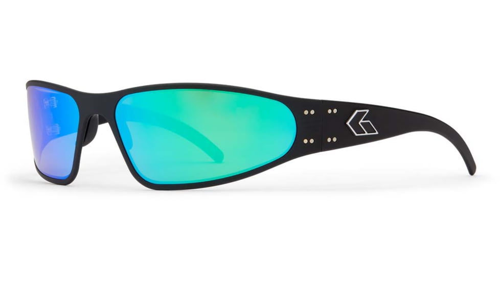 Gatorz Wraptor Sunglasses, Black Frame, Brown Polarized w/Green Mirror Lens, Polarized, WRABLK03P-G