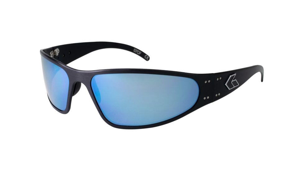 Gatorz Wraptor Sunglasses, Brushed Frame, Smoked W/ Blue Mirror Lens, WRABRU08C