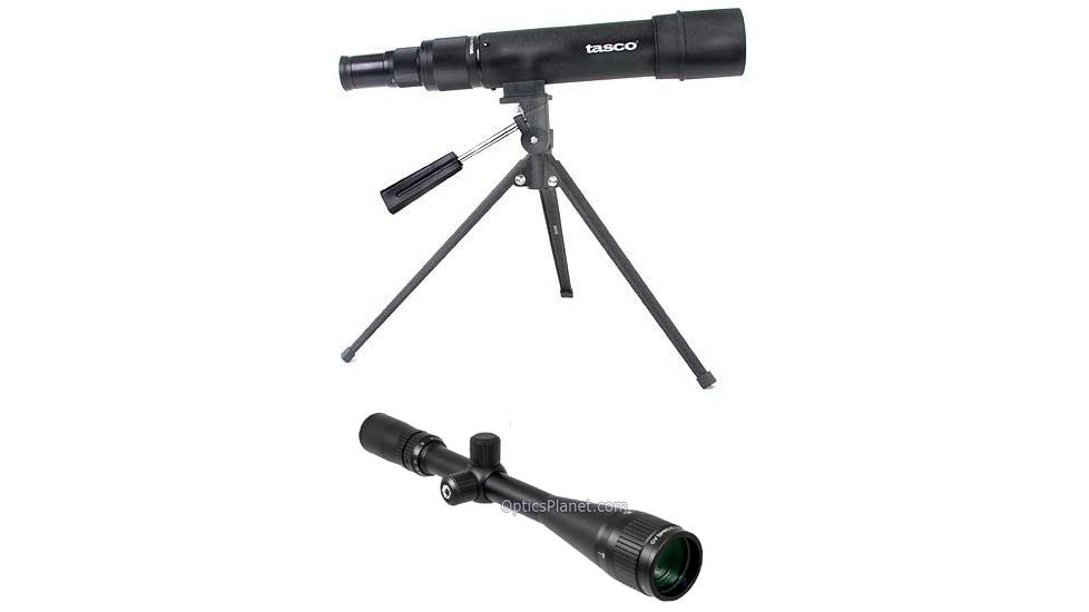 2-PC Precision Hunting Gift Package - Tasco World Class 15-45x50mm Spotting Scope 38154550 and Barska 6-24x42 AO Rifle Scope AC10046