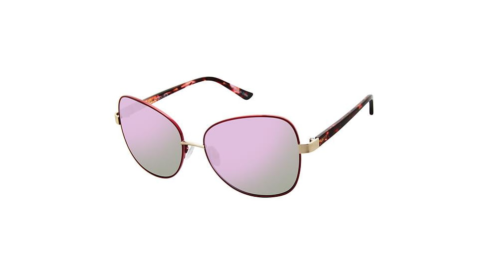 Glamour Editor's Pick GL2006 Sunglasses - Frame Mt Burgundy/Red, Lens Color Soft Pink Flash, Size 56/15mm GL200603