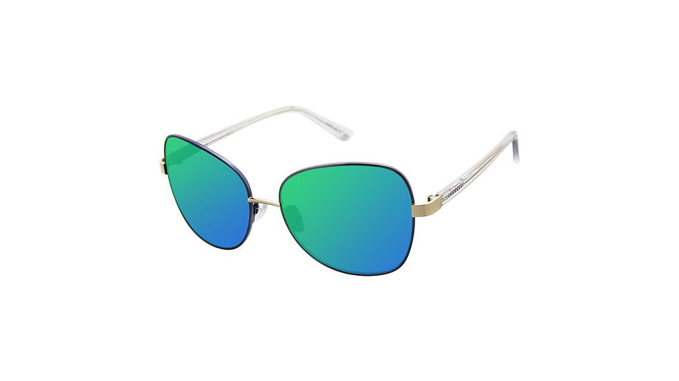 Glamour Editor's Pick GL2006 Sunglasses - Frame Mt Navy/Crystal, Lens Color Blue - Green Flash, Size 56/15mm GL200602