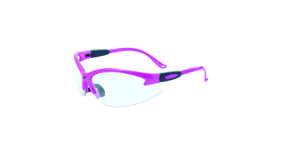 Global Vision Cougar Shooting Glasses, Hot Pink Nylon Semi Rimless Frame, Clear Lens 4002621